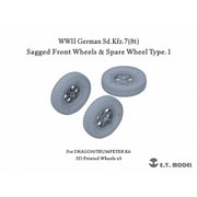 P35-132 1/35 WWII ドイツ Sd.Kfz.7 8トンハーフトラック用 自重変形タイヤ/スペアタイヤセット タイプ1 3個入 （ドラゴン/トランペッター用） [プラモデル用パーツ]