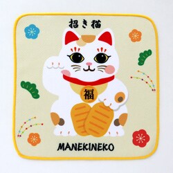 000601-0008-01 和柄スマホハンカチ 招き猫 YE