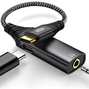 ESR 2-in-1 USB-C PD Headphone Jack Adapter - Black [96KHz/24bitハイレゾ PD充電対応 2-in-1 USB-C イヤホンジャックアダプター]