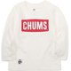 キッズチャムスロゴロングスリーブTシャツ Kid's CHUMS Logo L/S T-Shirt CH21-1304 W014 White×Red KMサイズ [アウトドア トップス 長袖 キッズ]