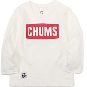 キッズチャムスロゴロングスリーブTシャツ Kid's CHUMS Logo L/S T-Shirt CH21-1304 W014 White×Red KMサイズ [アウトドア トップス 長袖 キッズ]