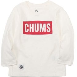 キッズチャムスロゴロングスリーブTシャツ Kid's CHUMS Logo L/S T-Shirt CH21-1304 W014 White×Red KLサイズ [アウトドア トップス 長袖 キッズ]