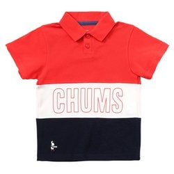 キッズパネルボーダーポロシャツ Kid's Panel Border Polo Shirt CH22-1023 R124 Tomato/Navy KMサイズ [アウトドア トップス 半袖 キッズ]