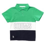 キッズパネルボーダーポロシャツ Kid's Panel Border Polo Shirt CH22-1023 M052 Green/Navy KMサイズ [アウトドア トップス 半袖 キッズ]