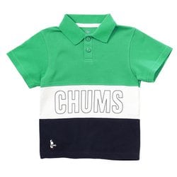 キッズパネルボーダーポロシャツ Kid's Panel Border Polo Shirt CH22-1023 M052 Green/Navy KLサイズ [アウトドア トップス 半袖 キッズ]