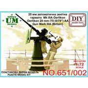 UU72651-02 1/72 英・エリコン20mmMk.IIIA艦載単装機関砲 [組立式プラスチックモデル]