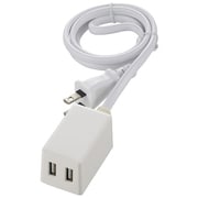 USB AC充電器 2ポートUSB充電器 USB-A×2 最大2.4A 電源ケーブル一体型(ストレートプラグ・1m) 自動判別/スマート充電機能付き ホワイト HS-1MUSB-22