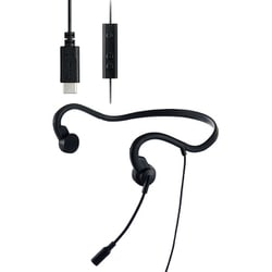 有線骨伝導ヘッドセット USB Type-C ネックバンドタイプ 耳栓付属（両耳用） ブラック HS-BC05CBK