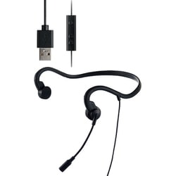 有線骨伝導ヘッドセット USB-A ネックバンドタイプ 耳栓付属（両耳用） ブラック HS-BC05UBK