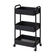 N-7999 [収納 ラックローリング カート ワゴン 3段 キャスター付 スチール製 耐荷重約30kg ブラック]