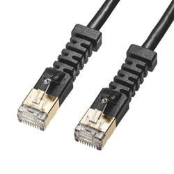 LANケーブル 0.5m CAT6A 上下左右に曲がるコネクタ シールド付き ブラック 爪折れ防止 耐ノイズ 難燃素材 より線 STP ストレート結線 RJ45 KB-T6ASYL-005BK
