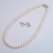 7.5-8mm 花珠真珠ネックレスとイヤリングのセット SV 花珠真珠イヤリングセット 7.5-8mm（鑑別書付）