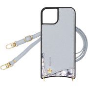 SH-IP15PM-FLIG [iPhone 15 Pro Max 用 ケース スマホショルダー スマホケース ショルダータイプ くすみカラー エレガンテ Elegante/花柄×アイスグレー]