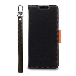 CR_AS8CSPLNU_BO [AQUOS sense8 対応 ケース 手帳型/カード 収納/ストラップ/スタンド レザー スマホケース NU ブラック×オレンジ]