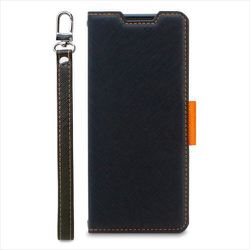 CR_X55CSPLNU_BO [Xperia 5 V 対応 ケース 手帳型/カード 収納/ストラップ/スタンド レザー スマホケース NU ブラック×オレンジ]