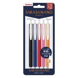 ジェルボールペン SARASA NANO（サラサナノ） 0.3mm ノック式 極細 うるふわクッション搭載 5色セットN JJH72-5C-N