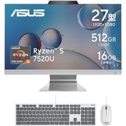 デスクトップパソコン/27.0型/Ryzen 5 7520U/メモリ 16GB/SSD 512GB/Windows 11 Home/WPS Office 2 Standard Edition/ホワイト M3702WFAK-WA063W