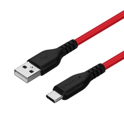 やわらか超タフ Type-A to Type-Cケーブル 1m ブラックレッド OWL-CBA4CA10-BKRE