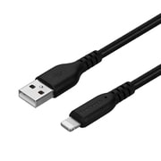 やわらか超タフ Type-A to Lightningケーブル 2m ブラック OWL-CBA4LA20-BK
