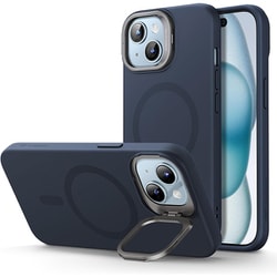 ESR Cloud Soft Case with Stash Stand（HaloLock） Compatible with iPhone 15 Plus [iPhone 15 Plus用 Magsafe対応カメラリングスタンド付きミリタリーグレードシリコンケース Dark Blue]