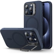 ESR Cloud Soft Case with Stash Stand（HaloLock） Compatible with iPhone 15 Pro [iPhone 15 Pro用 Magsafe対応カメラリングスタンド付きミリタリーグレードシリコンケース Dark Blue]