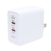 USB急速充電器 USB PD(パワーデリバリー)対応 65W USB-C×2 GaN(窒素ガリウム)採用 2台同時充電可能 ホワイト IPA-C08/WH