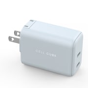 USB急速充電器 2-Port Type-C Fast Charger GaN(PD65W) USB PD(パワーデリバリー)対応 65W USB-C×2 GaN搭載 折りたたみ式プラグ採用 白藍(薄青) CCAC14-LB