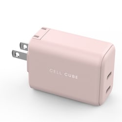 USB急速充電器 2-Port Type-C Fast Charger GaN（PD65W） USB PD（パワーデリバリー）対応 65W USB-C×2 GaN搭載 折りたたみ式プラグ採用 薄桜（薄ピンク） CCAC14-LC
