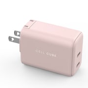 USB急速充電器 2-Port Type-C Fast Charger GaN(PD65W) USB PD(パワーデリバリー)対応 65W USB-C×2 GaN搭載 折りたたみ式プラグ採用 薄桜(薄ピンク) CCAC14-LC