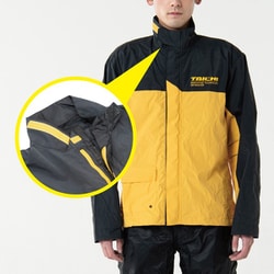 TAICHI レインスーツ(上下セット) 黒と黄色 レディースバイク用雨具 上下セット 透湿素材 収納袋付属 カッパ
