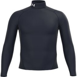 ヒートギアアーマー コンプレッション ロングスリーブ モック シャツ 1369606 MidnightNavy/White(410) MDサイズ [機能性スポーツウェア シャツ メンズ]
