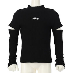 423-3135 BK 120 トップス [プチハイネック 袖カット テレコロング Tシャツ]