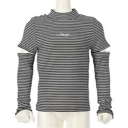 423-3135 BK/WH 120 トップス [プチハイネック 袖カット テレコロング Tシャツ]