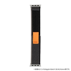 LN-AW49B04BK [Apple Watch 42/44/45/49mm バンド（Series 10/46mm対応） 「CORVIN」 ベルクロナイロンバンドB グレーブラック]