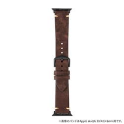 LN-AW49B17BR [Apple Watch 42/44/45/49mm バンド（Series 10/46mm対応） 「CORVIN」 ヴィンテージ調レザーバンド ブラウン]