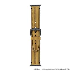 LN-AW49B18CA [Apple Watch 42/44/45/49mm バンド（Series 10/46mm対応） 「CORVIN」 3Dラインレザーバンド キャメル]