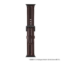 LN-AW49B18BR [Apple Watch 42/44/45/49mm バンド（Series 10/46mm対応） 「CORVIN」 3Dラインレザーバンド ブラウン]
