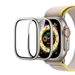 ESR Armorite Screen Protector, Compatible with Apple Watch Ultra [Apple Watch Ultra 2/1（2023/2022, 49mm49mm）専用ステンレススチールフレーム+強化ガラス一体型フィルム]