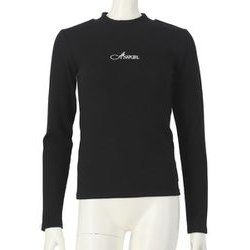 913-7273 BK S トップス [吸湿発熱加工 プチハイネック ロングTシャツ]