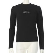 913-7273 BK S トップス [吸湿発熱加工 プチハイネック ロングTシャツ]
