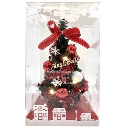 キラキラ光る卓上ミニツリー（23cm） レッド×ホワイト