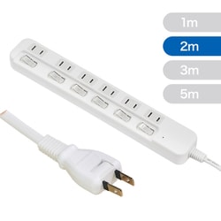 ヨドバシカメラオリジナル 断線に強いスイッチ付タップ 6個口 2m TLSB-620RDW