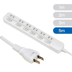 ヨドバシカメラオリジナル 断線に強いスイッチ付タップ 6個口 5m TLSB-650RDW