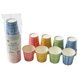 チェック柄ペーパーカップ 100ml 30個