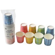 チェック柄ペーパーカップ 100ml 30個