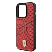 PU LEATHER CASE PERFORATED BIG SF LOGO RED iPhone 15 Pro FEHCP15LPINR