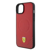 MAGSAFE PU LEATHER CASE WITH BOTTOM CARBON PU RED iPhone 15 FEHMP15SPTER