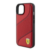 PU LEATHER PERFORATED SLANTED LINE RED iPhone 15 FEHCP15SPWAR