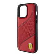 PU LEATHER PERFORATED SLANTED LINE RED iPhone 15 Pro FEHCP15LPWAR