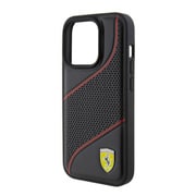 PU LEATHER PERFORATED SLANTED LINE BLACK iPhone 15 Pro FEHCP15LPWAK